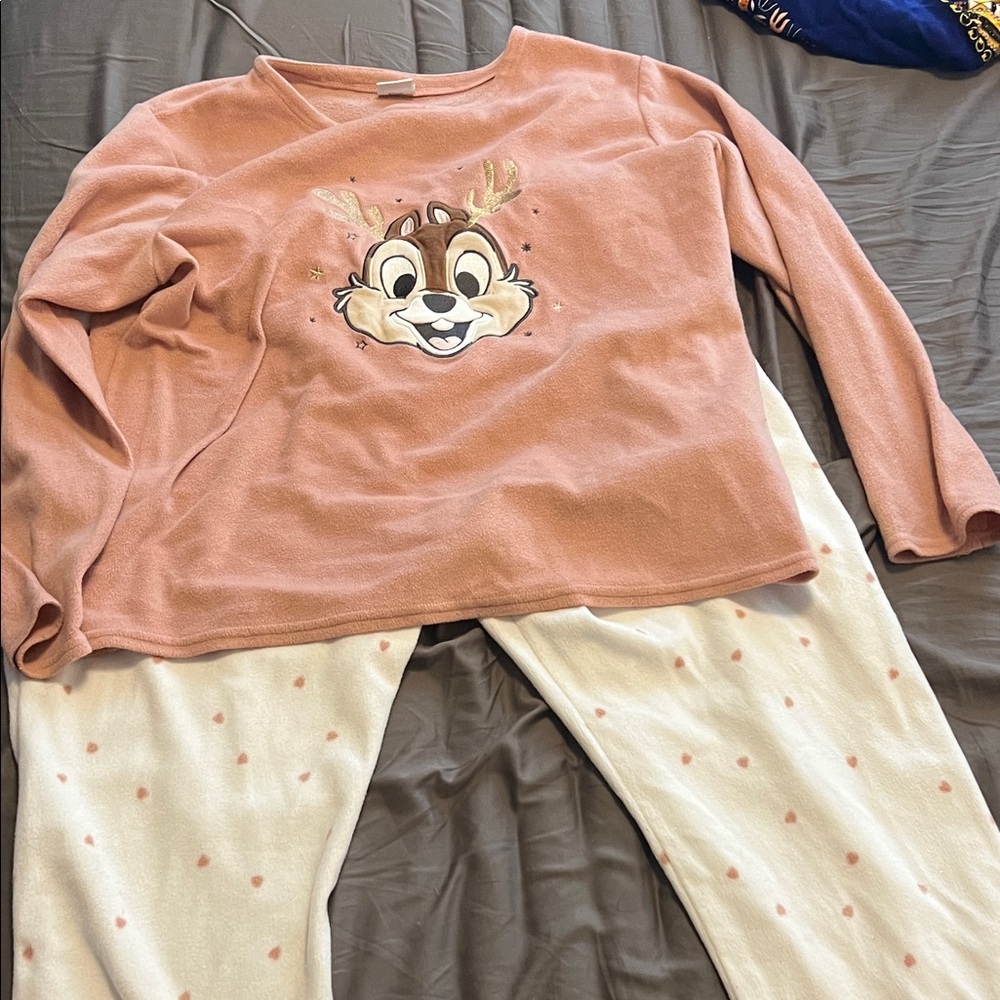 Disney Chipmunk Pajama Set - Pink and Cream - Picture 1 of 3